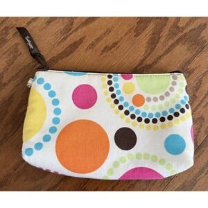 Thirty-One Mini Zipper Pouch Circle Dots Colorful EUC